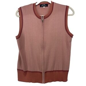 Slazenger Size S/M Womens Golf Sweater Vest Wool Blend Flower Dusty‎ Rose Preppy